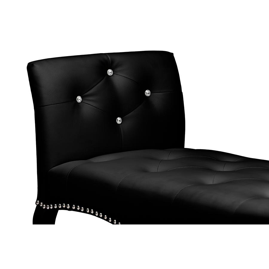 Kristy Modern and Contemporary Black Faux Leather Classic Seating Bench. Picture 3