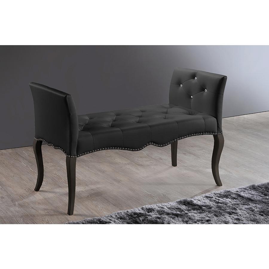 Kristy Modern and Contemporary Black Faux Leather Classic Seating Bench. Picture 4