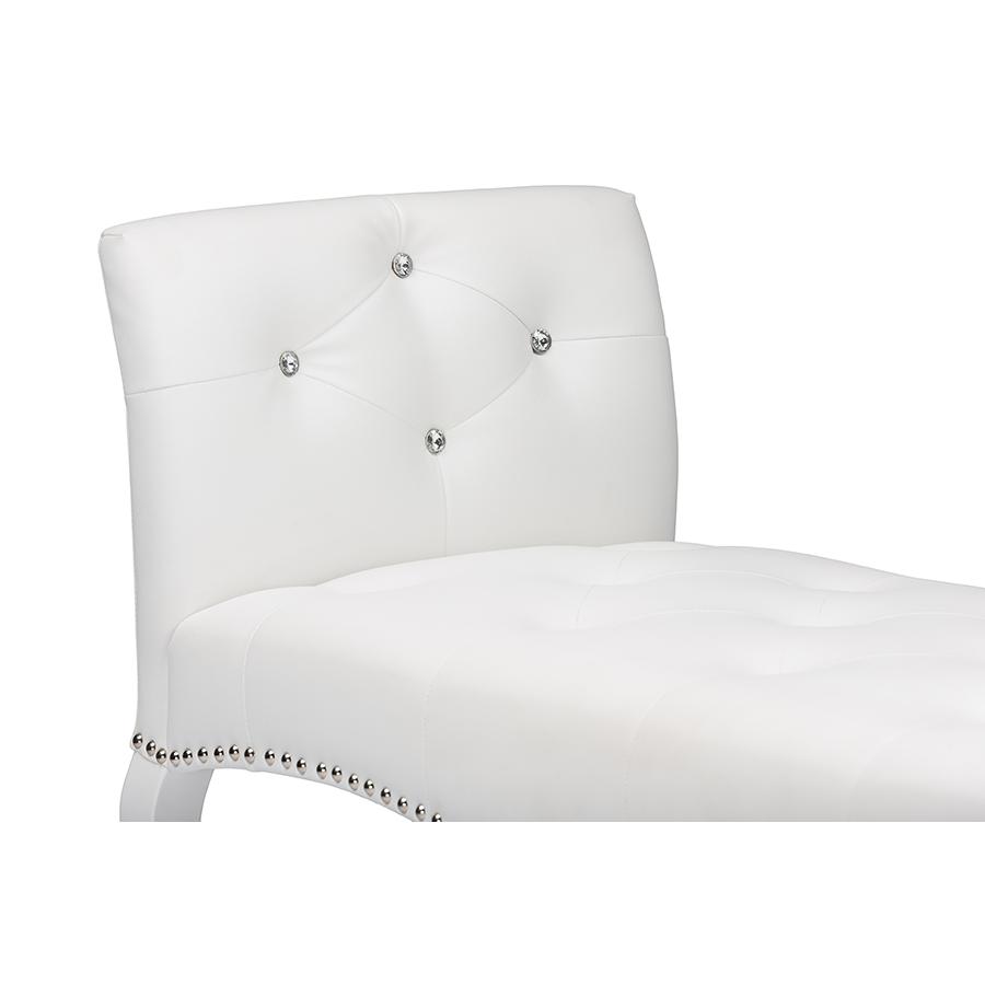 Kristy Modern and Contemporary White Faux Leather Classic Seating Bench. Picture 3