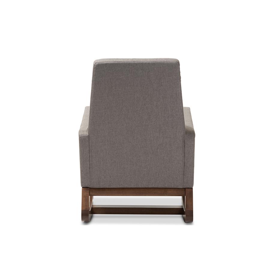 Yashiya Mid-century Retro Modern Grey Fabric Upholstered Rocking Chair. Picture 3