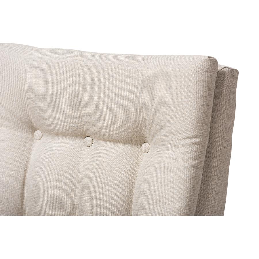 Light Beige Fabric Upholstered Button-Tufted High-Back Chair. Picture 5
