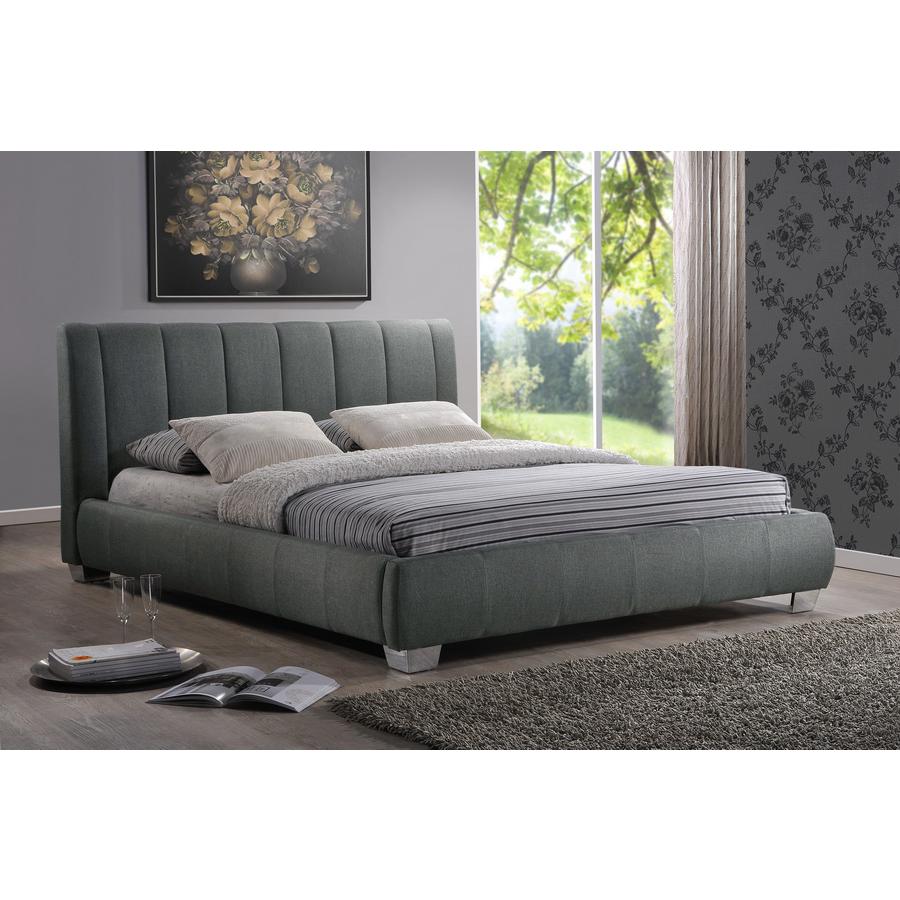 Baxton Studio Marzenia Contemporary Grey Fabric Queen Size Bed. Picture 1