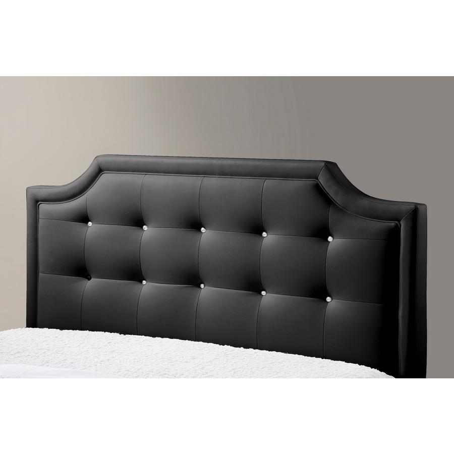 Black Bed with Upholstered Headboard - Queen Size. Picture 2