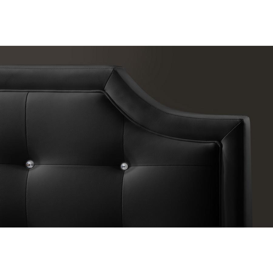 Black Bed with Upholstered Headboard - Queen Size. Picture 3