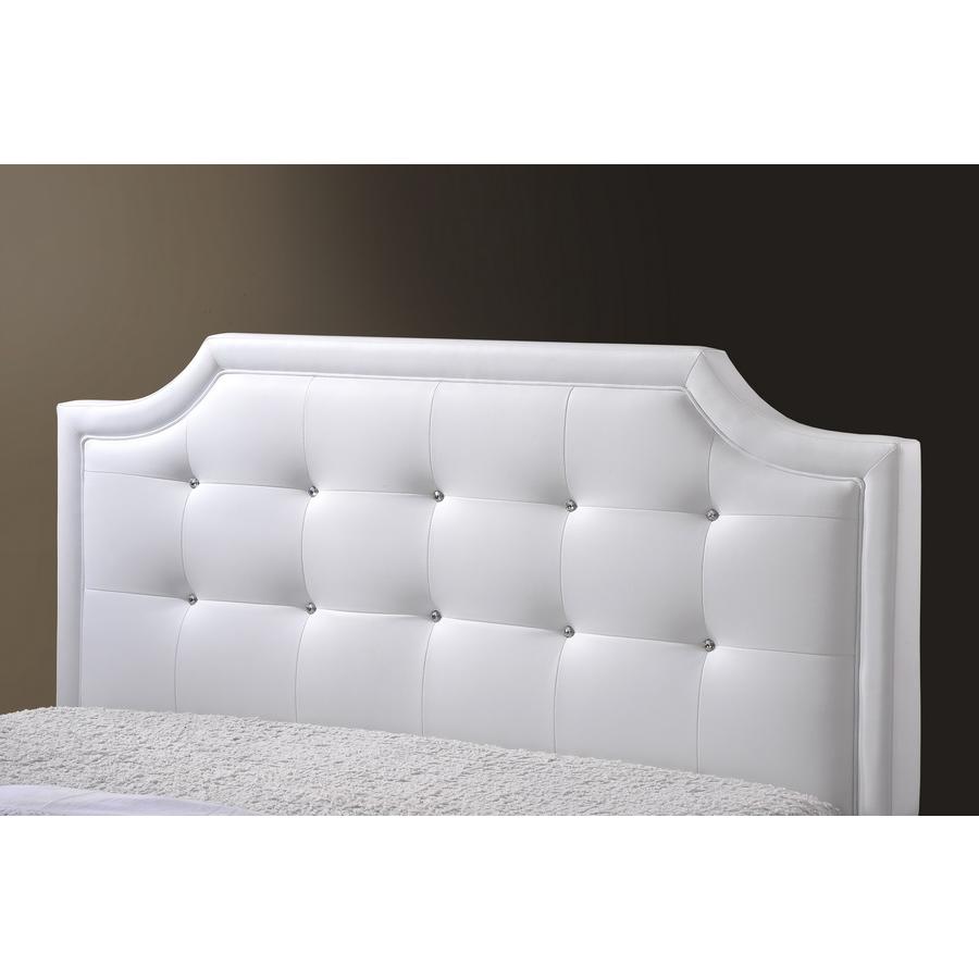 White Bed with Upholstered Headboard - Full Size. Picture 2