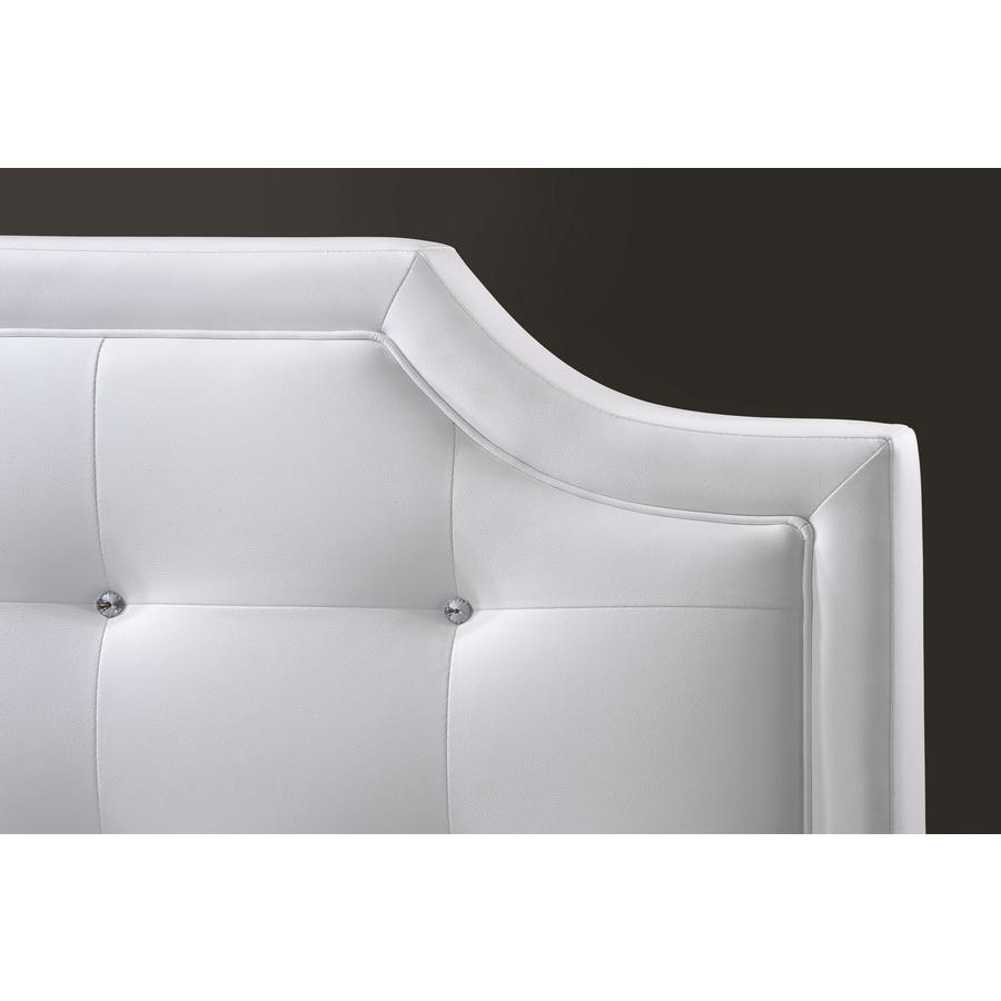 White Bed with Upholstered Headboard - King Size. Picture 3
