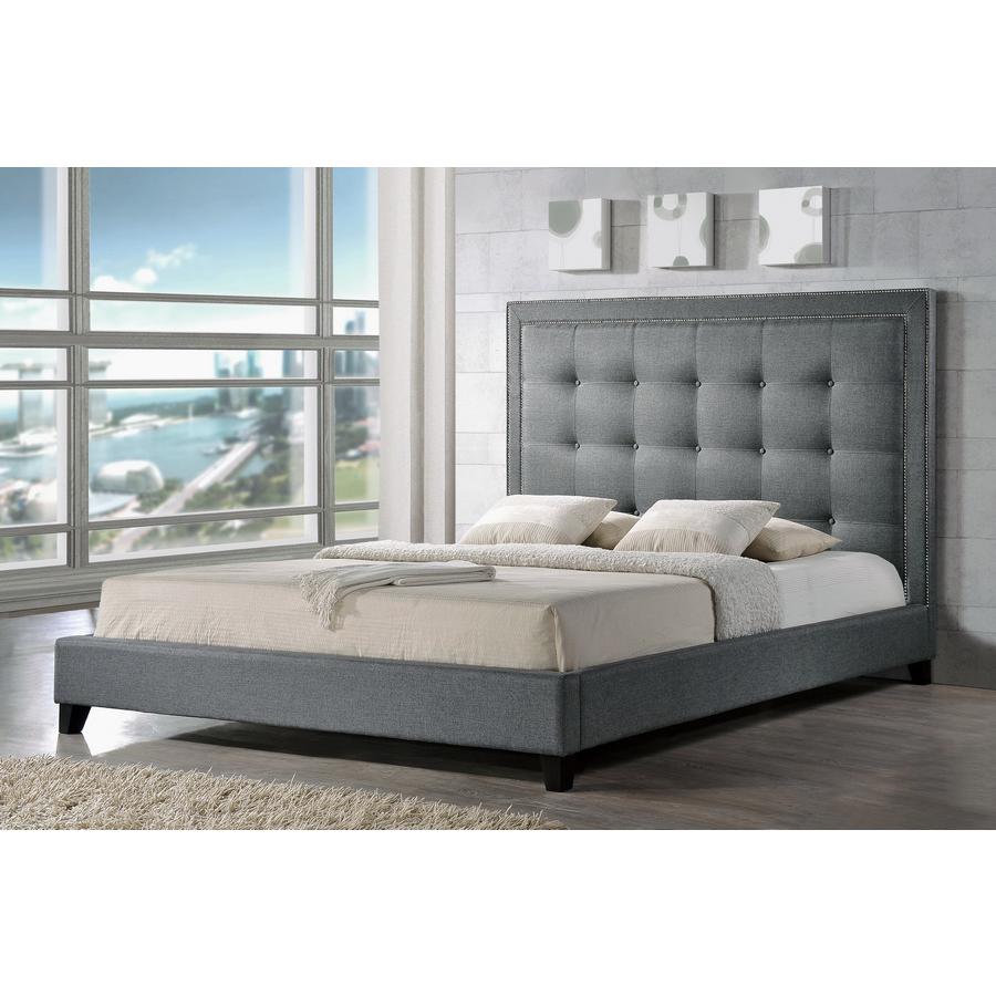 Gray Platform Bed— King Size Grey. Picture 1
