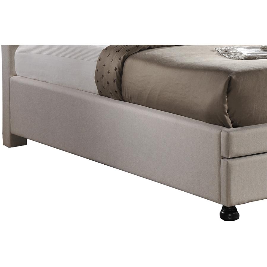 Ainge Contemporary Button-Tufted Light Beige Fabric Upholstered Storage King-Size Bed with 2-drawer. Picture 4