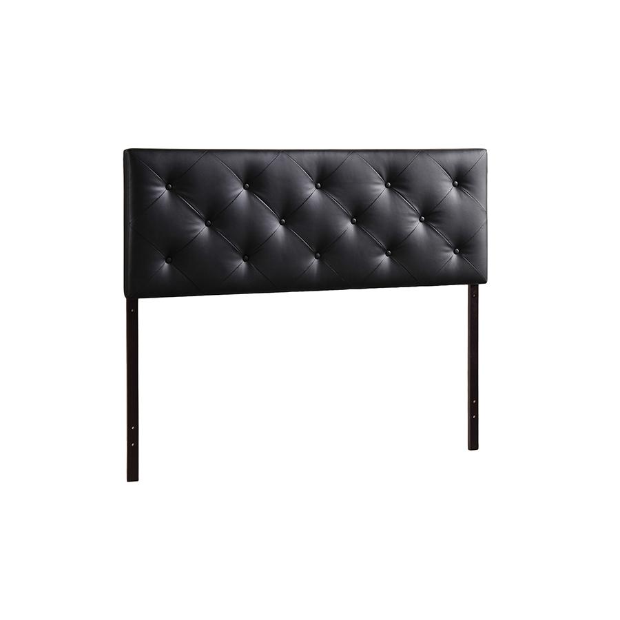 Baltimore Modern and Contemporary King Black Faux Leather Upholstered Headboard. Picture 2