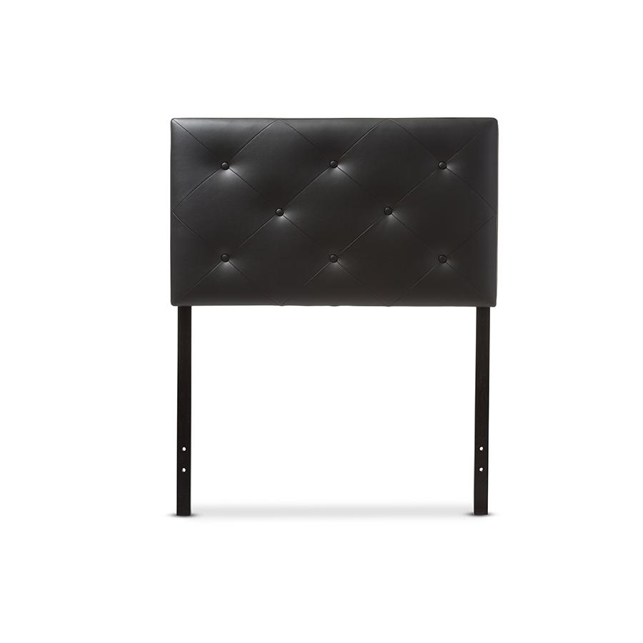 Baltimore Modern and Contemporary Black Faux Leather Upholstered Twin Size Headboard. Picture 1