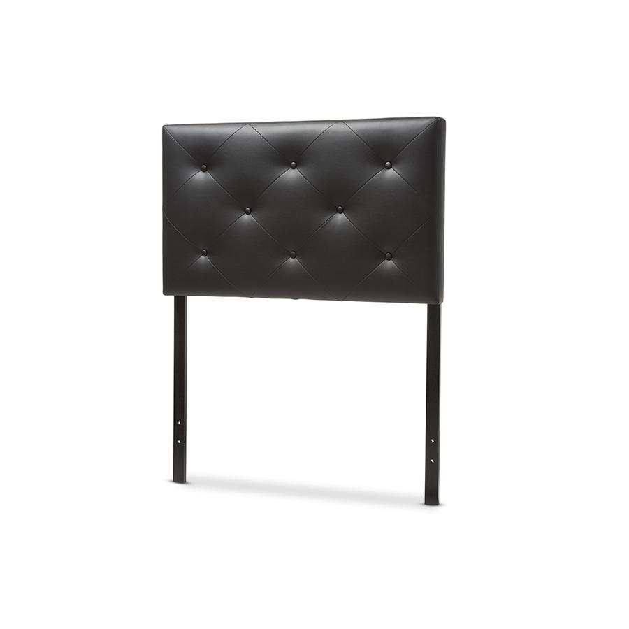 Baltimore Modern and Contemporary Black Faux Leather Upholstered Twin Size Headboard. Picture 2