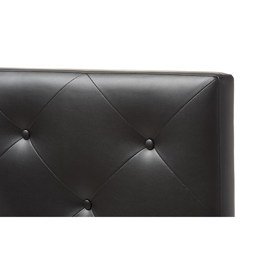 Black Faux Leather Upholstered Twin Size Headboard. Picture 3