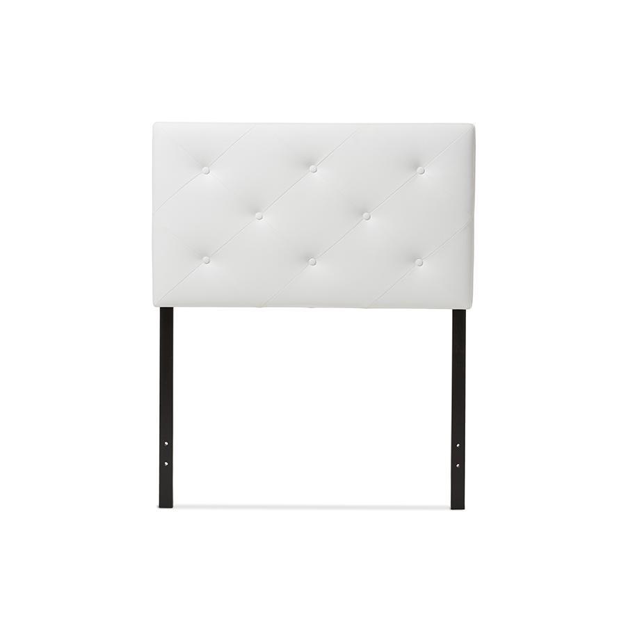 Baltimore Modern and Contemporary White Faux Leather Upholstered Twin Size Headboard. Picture 1