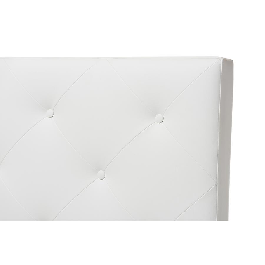 Baltimore Modern and Contemporary White Faux Leather Upholstered Twin Size Headboard. Picture 3
