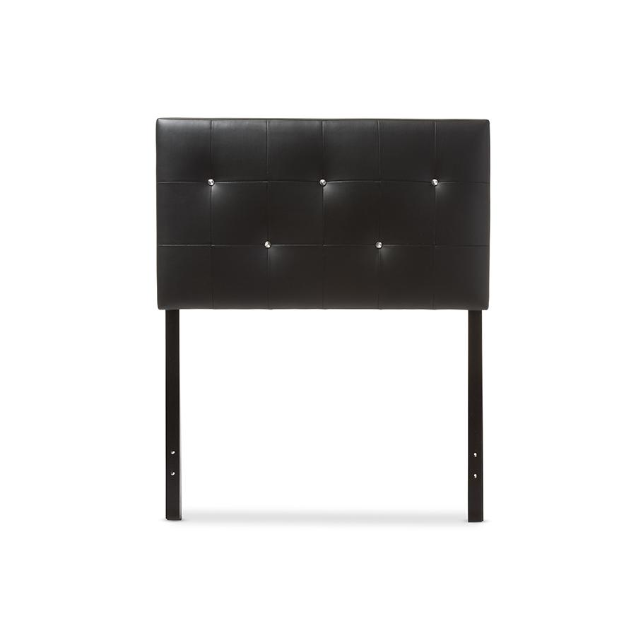 Kirchem Modern and Contemporary Black Faux Leather Upholstered Twin Size Headboard. Picture 1