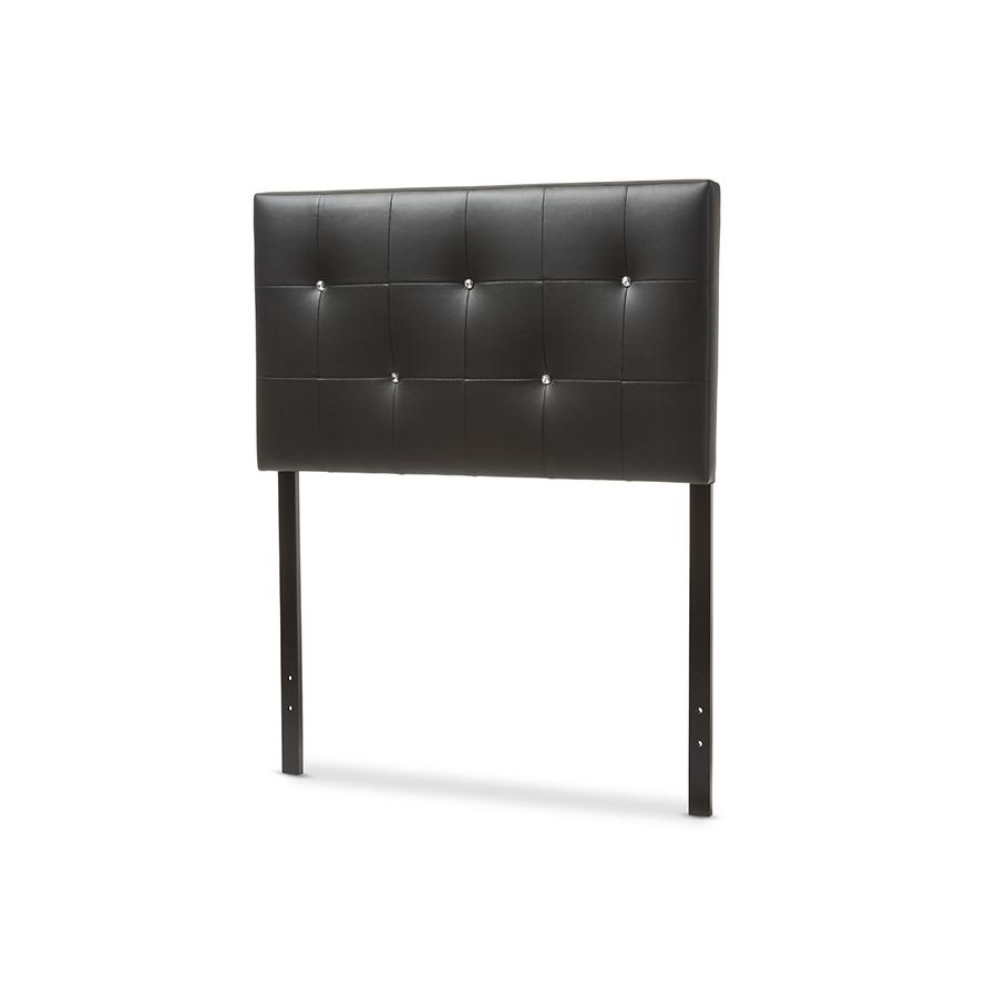 Kirchem Modern and Contemporary Black Faux Leather Upholstered Twin Size Headboard. Picture 2