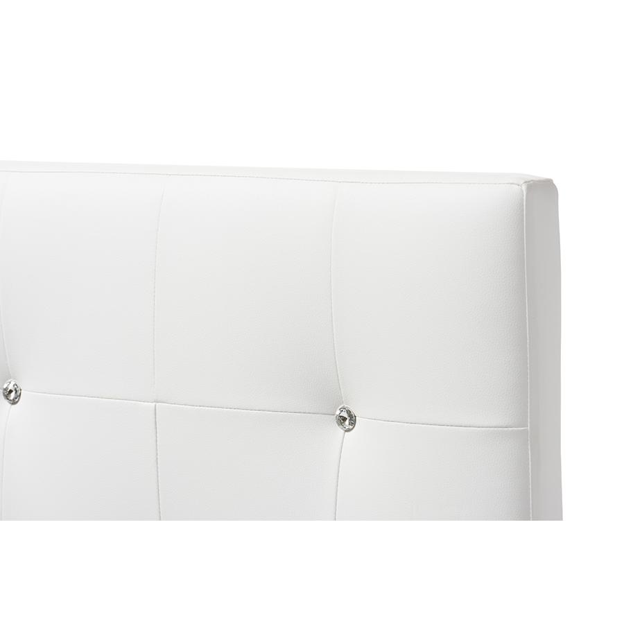 White Faux Leather Upholstered Twin Size Headboard. Picture 3