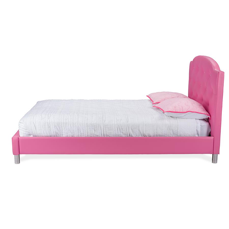 Pink Leather Full-Size Bed. Picture 2