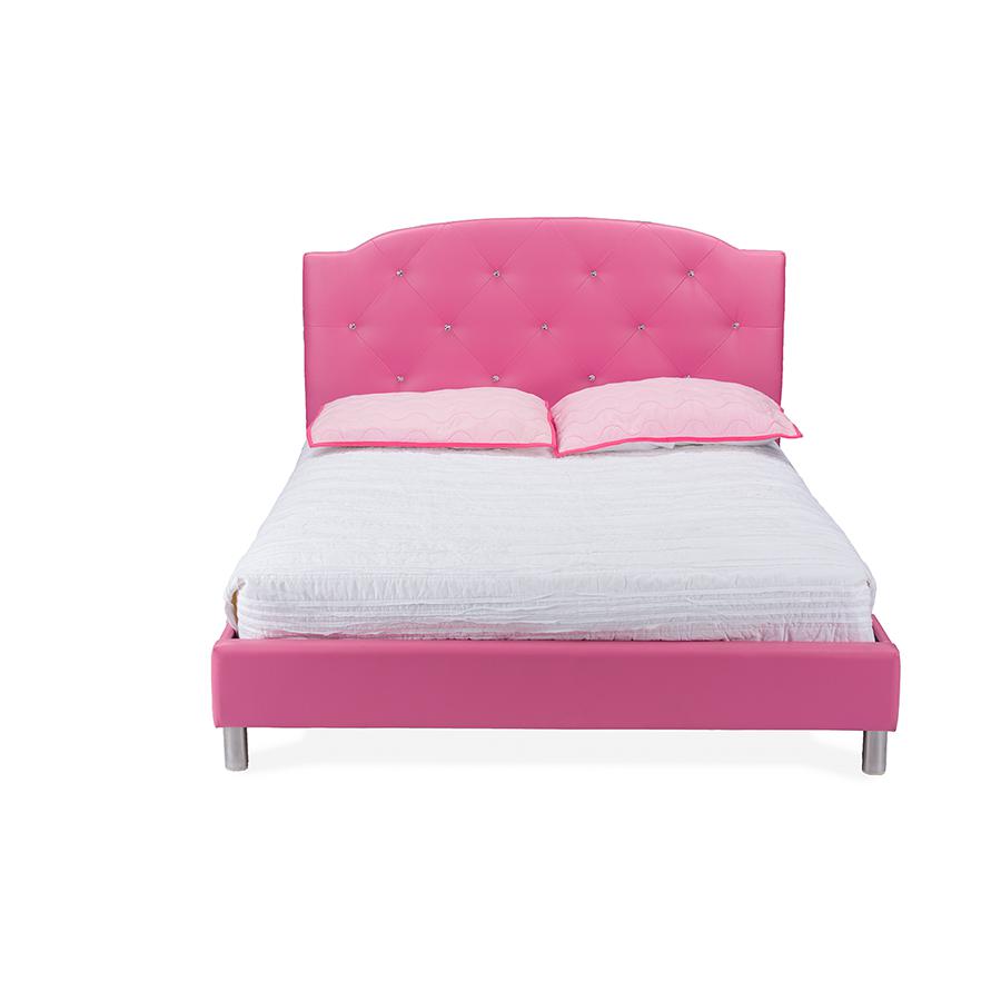 Pink Leather Full-Size Bed. Picture 3