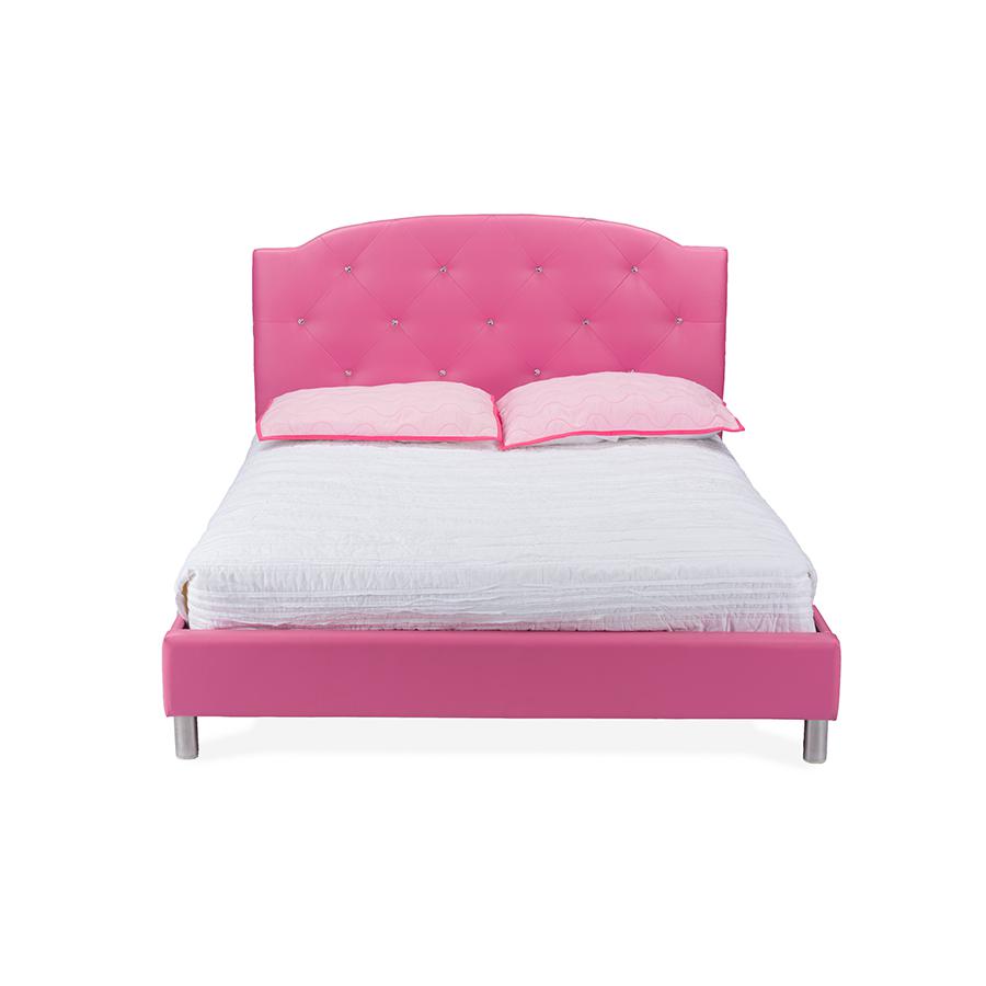 Hot Pink Queen Size Platform Bed. Picture 1