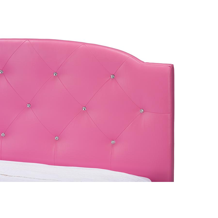 Hot Pink Faux Leather Queen Size Platform Bed. Picture 3