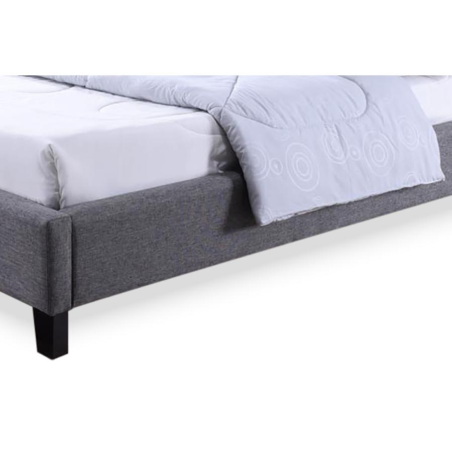 Hillary Modern and Contemporary Queen Size Grey Fabric Upholstered Platform Base Bed Frame. Picture 3