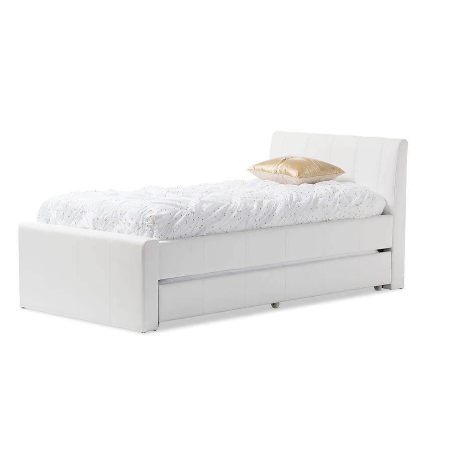 White Twin Size Trundle Bed. Picture 1