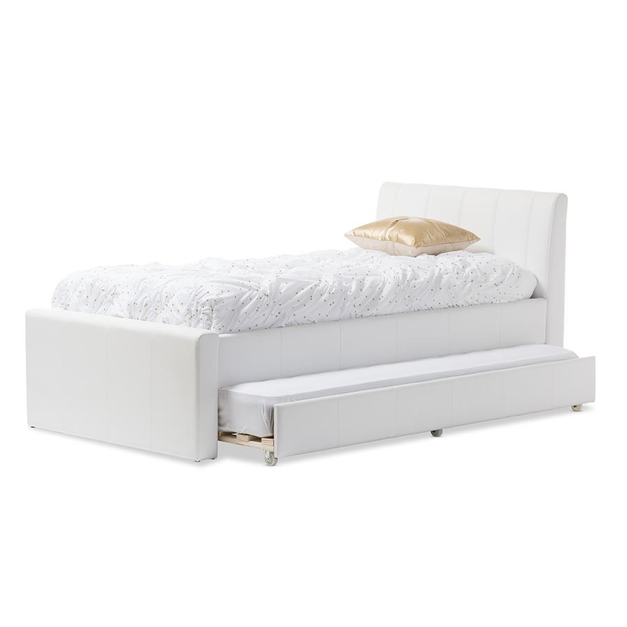 White Twin Size Trundle Bed. Picture 2