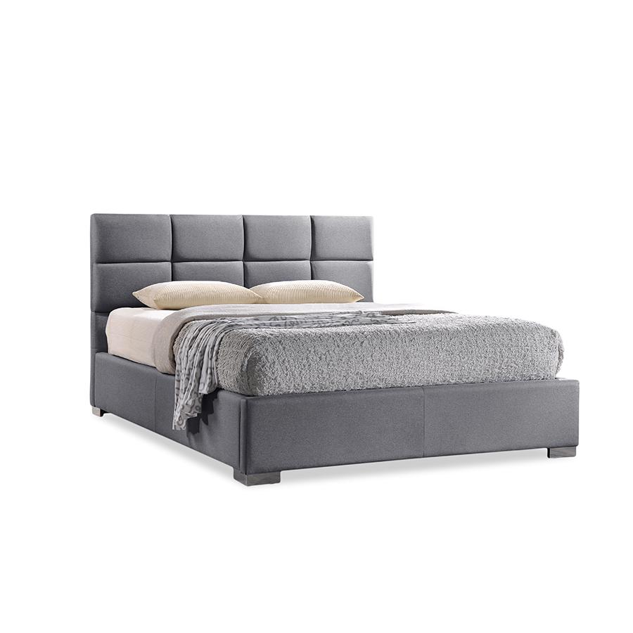 Sophie Modern and Contemporary Grey Fabric Upholstered Queen Size Platform Bed. Picture 4