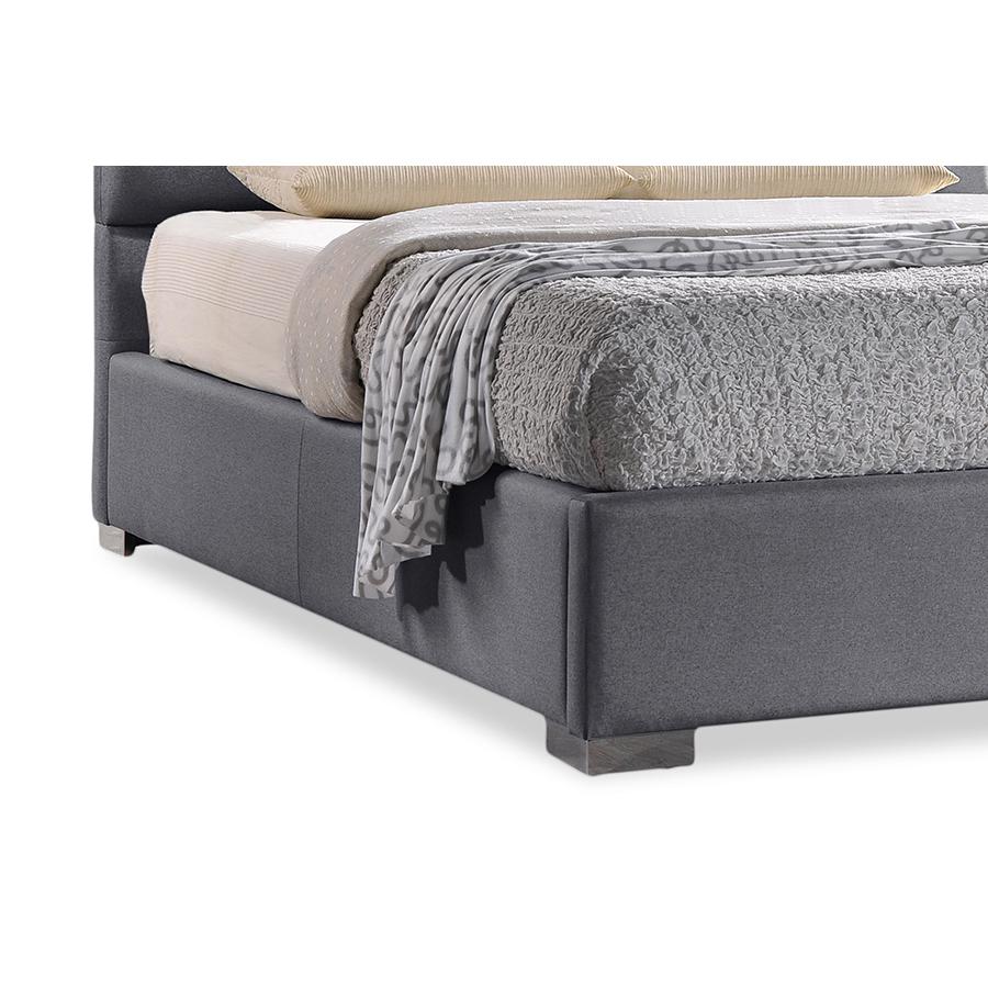 Sophie Modern and Contemporary Grey Fabric Upholstered Queen Size Platform Bed. Picture 1