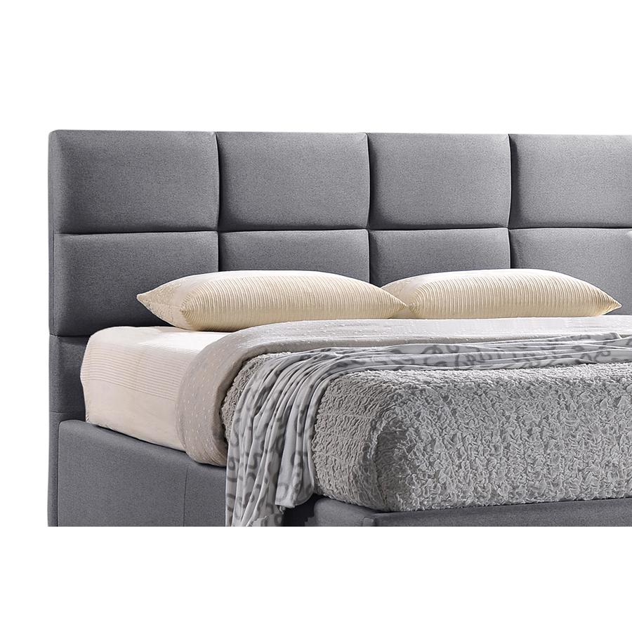 Sophie Modern and Contemporary Grey Fabric Upholstered Queen Size Platform Bed. Picture 2