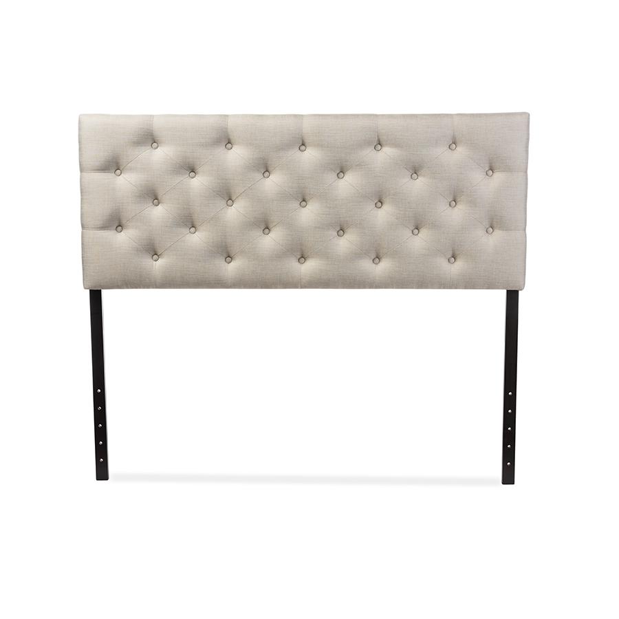 Viviana Modern and Contemporary Light Beige Fabric Upholstered Button-tufted Queen Size Headboard. Picture 1