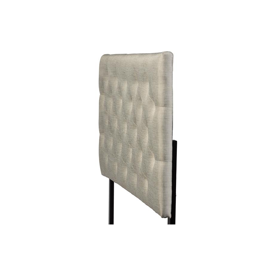 Viviana Modern and Contemporary Light Beige Fabric Upholstered Button-tufted Queen Size Headboard. Picture 3