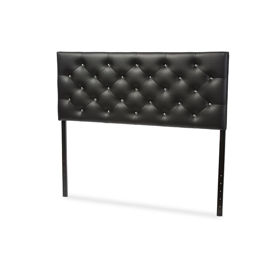 Viviana Modern and Contemporary Black Faux Leather Upholstered Button-tufted Full Size Headboard. Picture 2