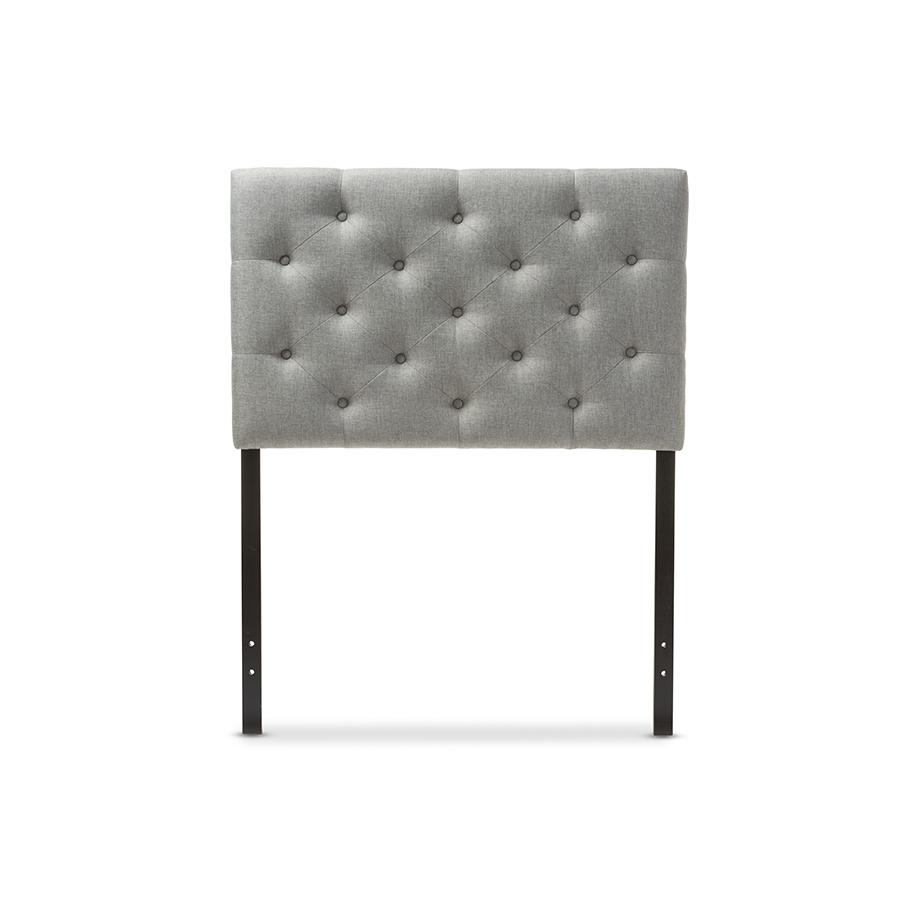 Grey Fabric Upholstered Button-Tufted Twin Size Headboard. Picture 1