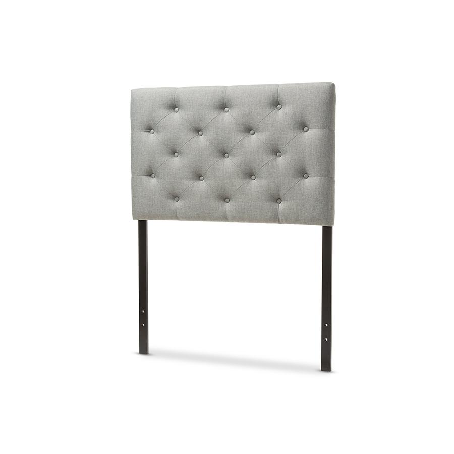 Viviana Modern and Contemporary Grey Fabric Upholstered Button-Tufted Twin Size Headboard. Picture 2