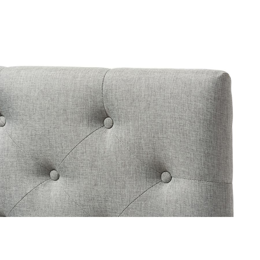 Viviana Modern and Contemporary Grey Fabric Upholstered Button-Tufted Twin Size Headboard. Picture 3
