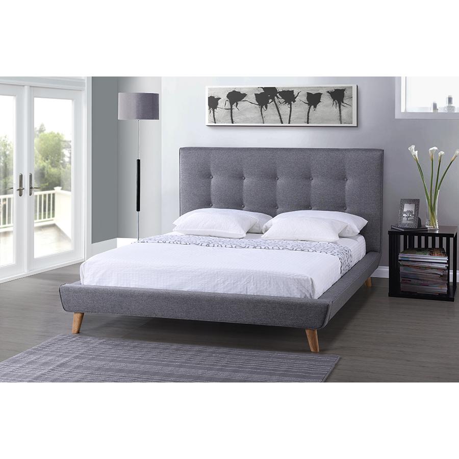 Scandinavian Grey Full Size Platform Bed. Picture 4