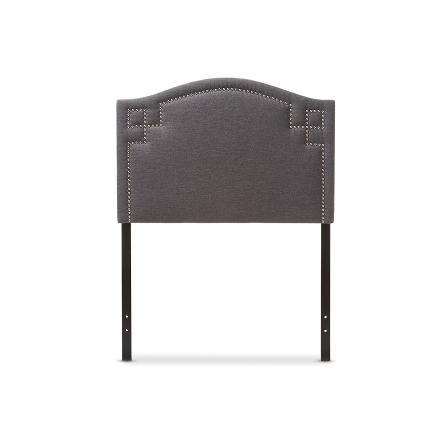 Aubrey Modern and Contemporary Dark Grey Fabric Upholstered Twin Size Headboard. Picture 1