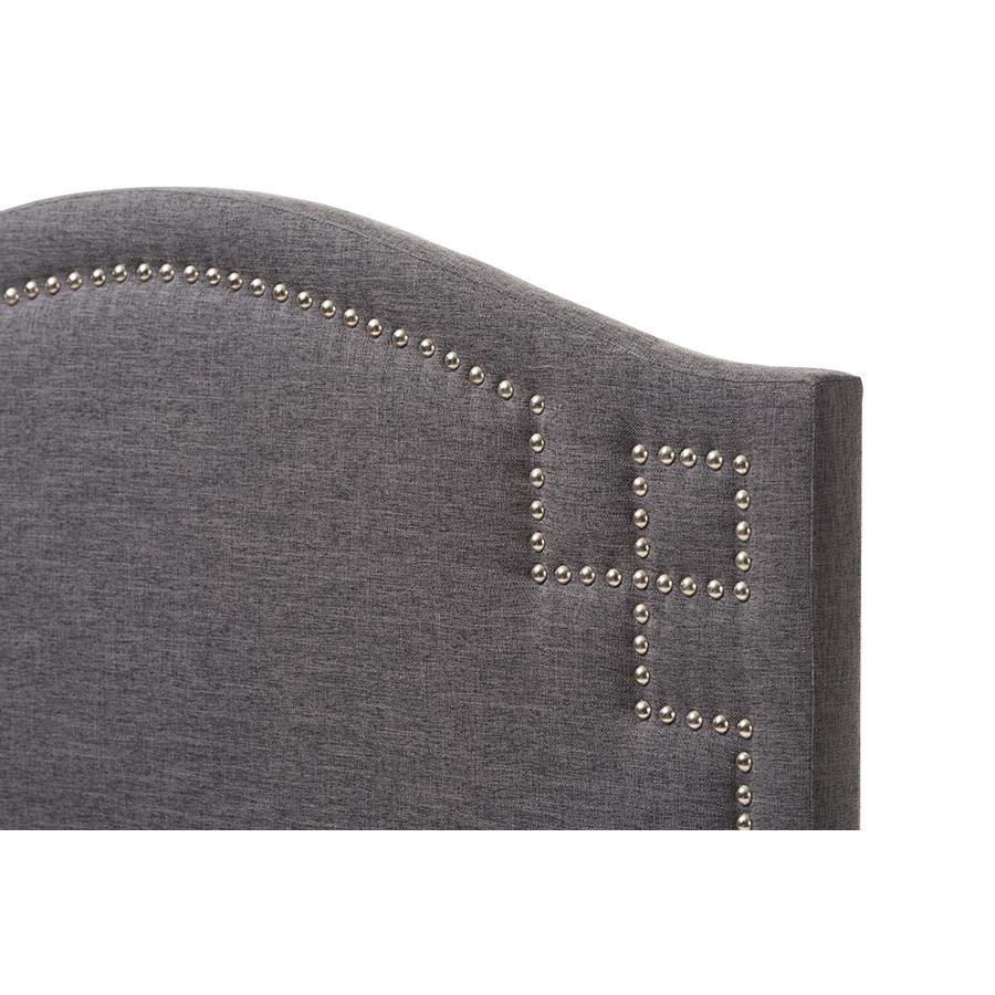 Aubrey Modern and Contemporary Dark Grey Fabric Upholstered Twin Size Headboard. Picture 3