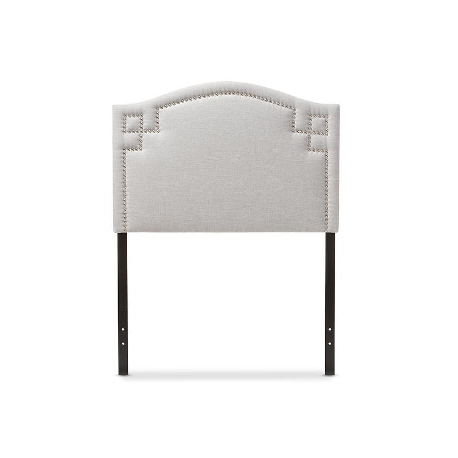 Aubrey Modern and Contemporary Grayish Beige Fabric Upholstered Twin Size Headboard Greyish Beige. Picture 1