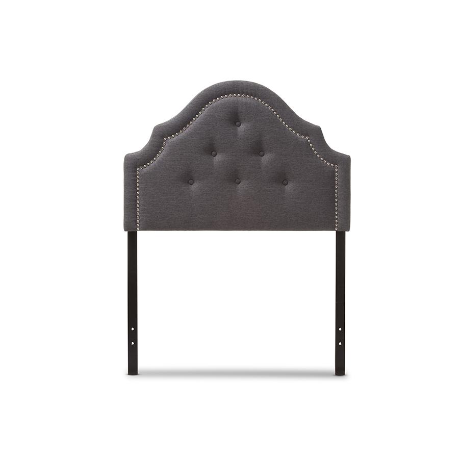 Cora Modern and Contemporary Dark Grey Fabric Upholstered Twin Size Headboard. Picture 1