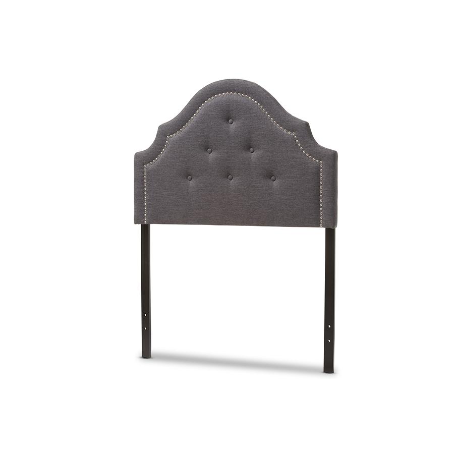 Cora Modern and Contemporary Dark Grey Fabric Upholstered Twin Size Headboard. Picture 2
