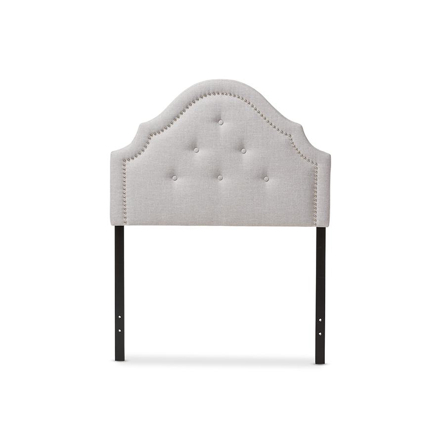 Grayish Beige Fabric Upholstered Twin Size Headboard. Picture 1