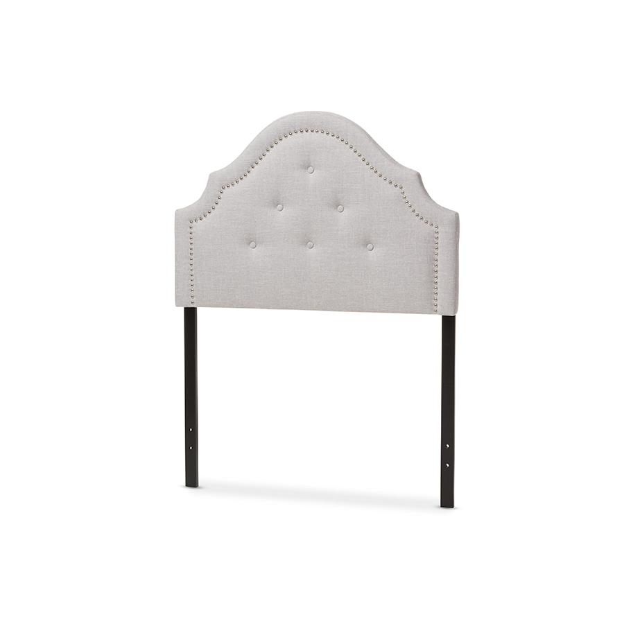 Cora Modern and Contemporary Grayish Beige Fabric Upholstered Twin Size Headboard Greyish Beige. Picture 2