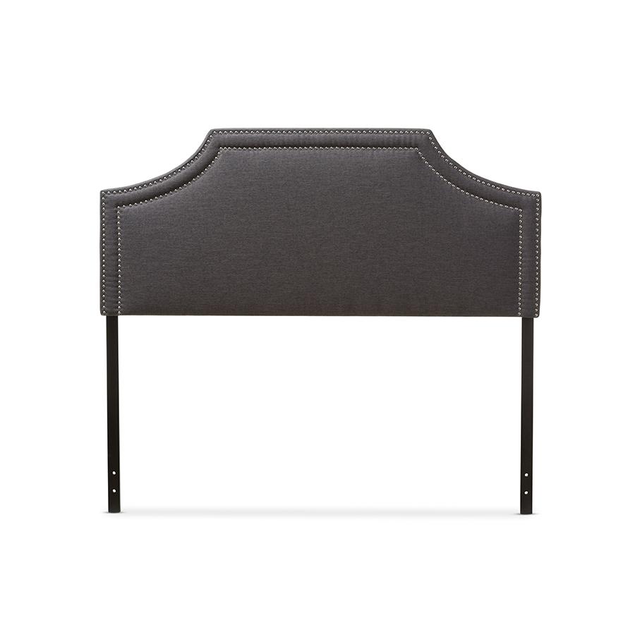 Avignon Modern and Contemporary Dark Grey Fabric Upholstered King Size Headboard. Picture 1