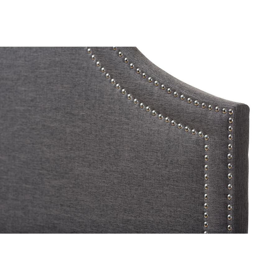 Avignon Modern and Contemporary Dark Grey Fabric Upholstered Full Size Headboard. Picture 2