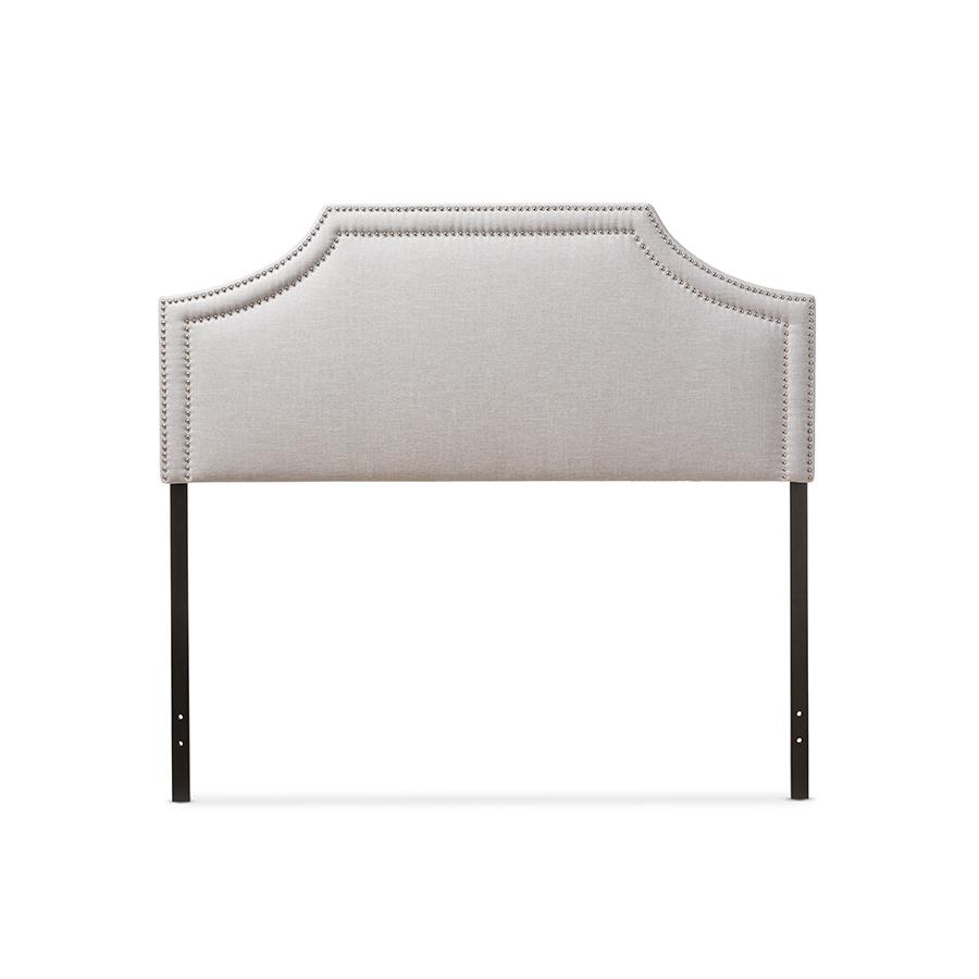 Avignon Modern and Contemporary Grayish Beige Fabric Upholstered King Size Headboard Greyish Beige. Picture 1