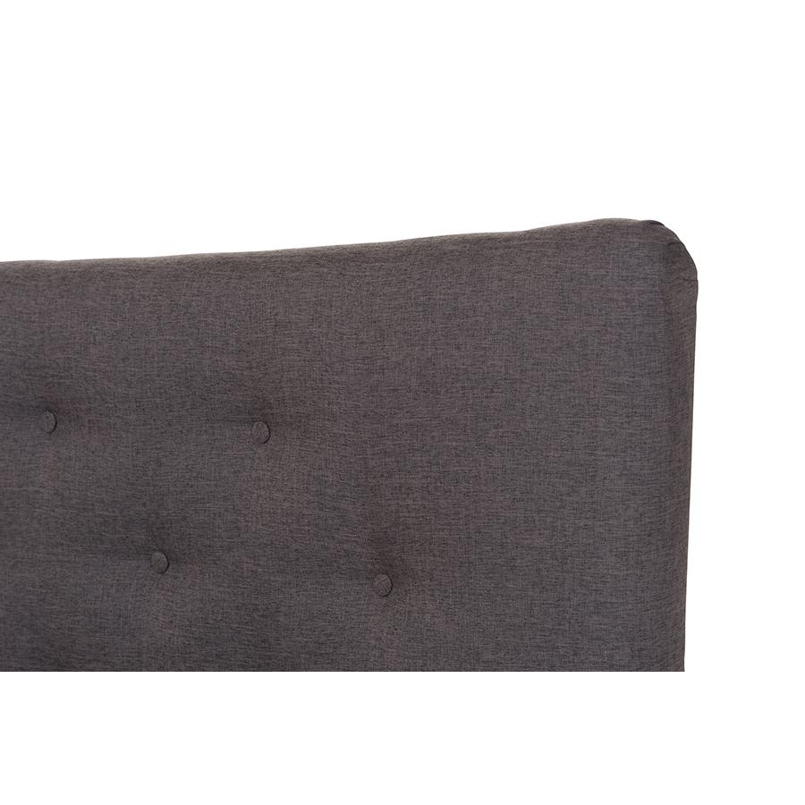 Hannah Mid-Century Modern Dark Grey Fabric King Size Platform Bed. Picture 3
