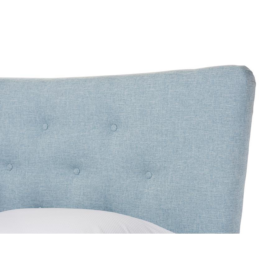 Baxton Studio Hannah Mid-Century Modern Sky Blue Fabric Queen Size Platform Bed. Picture 3